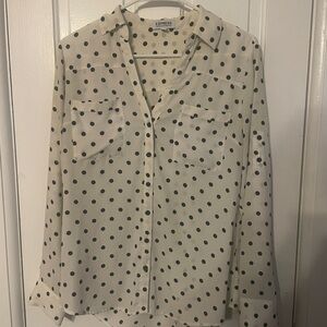Express Women's Portofino White Polka Dot Top